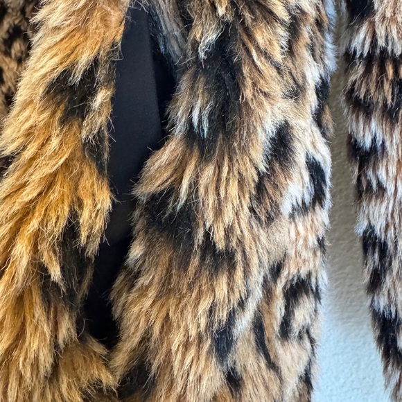 Free People Leopard Faux Fur Teddy Jacket Oversized Small - Picture 10 of 11